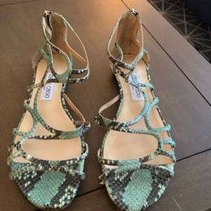 Jimmy Choo Python Snake Print Strappy Sandals 39